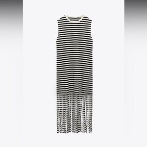 ZARA.STRIPED DRESS WITH FRINGES.